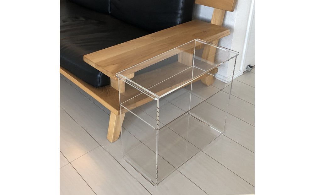 棚付きアクリルサイドテーブル 1台 川崎市自社工場一貫生産品 141305_MH13