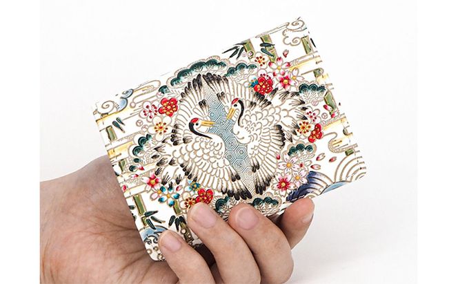 【文庫屋大関】箱まち小銭入れ　むかい鶴【皮革工芸品】 ファッション小物 財布 民芸品 