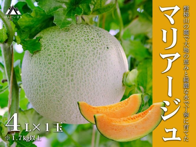 【期間限定】【数量限定】磐梯町産 赤肉メロン 『マリアージュ』 1 玉 4L サイズ　※8月10日以降順次発送