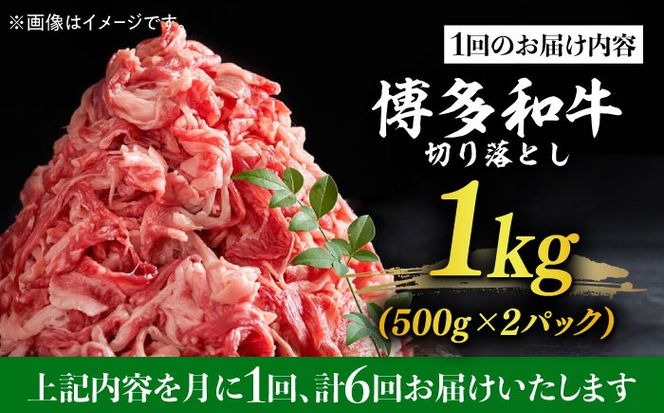 【全6回定期便】【たっぷり大容量！】博多和牛 切り落とし 1000g(500ｇ×2Ｐ）《築上町》【株式会社MEAT PLUS】[ABBP028]
