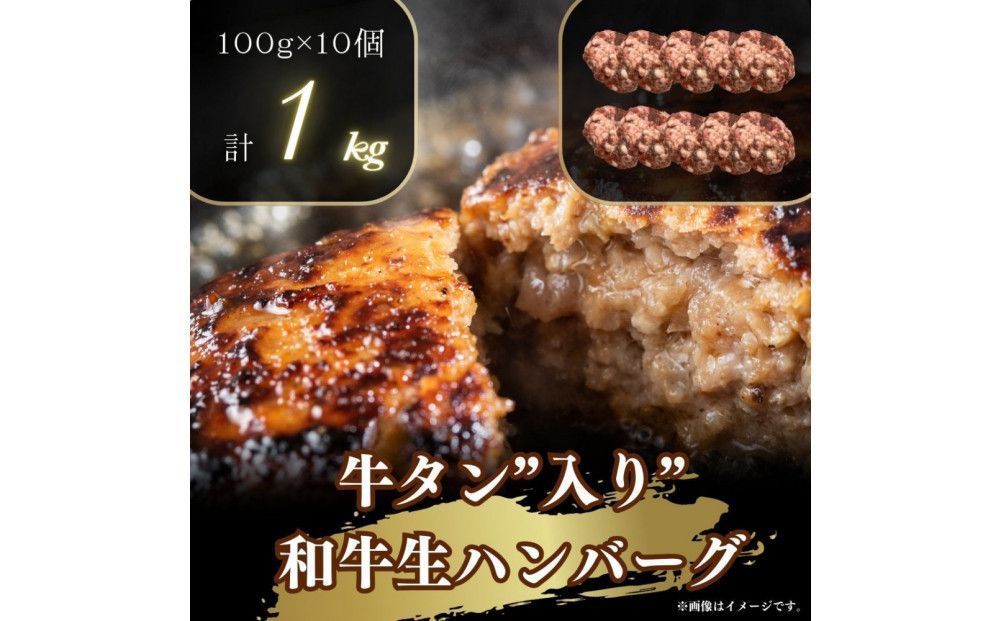 [2025年10月発送]牛タン入り 和牛 生ハンバーグ 1kg ( 10個 × 100g ) 小分け 個包装 便利 ハンバーグ 牛タン 牛肉 肉 お肉 タン 焼くだけ 冷凍 おかず 弁当 お取り寄せ グルメ 食品 加工食品 人気 おすすめ 神奈川 川崎 141305_KZ03VC10