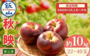 【先行予約丨2026年10月上旬より順次発送】秋映【約10kg (22〜40玉)】(At-010)丨長野県 飯山市 おすすめ ランキング おいしい 高評価 大人気 先取り 産地直送 りんご 秋映