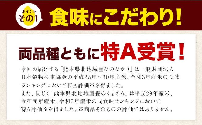 新米 令和7年産 無洗米【隔月6回定期便】 【2ヶ月に1回届く】ひのひかり 森のくまさん 2種 食べ比べ 10kg (5kg × 2袋) 計6回お届け 無洗米 熊本県産 単一原料米 ひの 森くま 熊本県 長洲町《お申込み翌月から出荷》---hm7tei_147000_10kg_ev2mo6_ng---