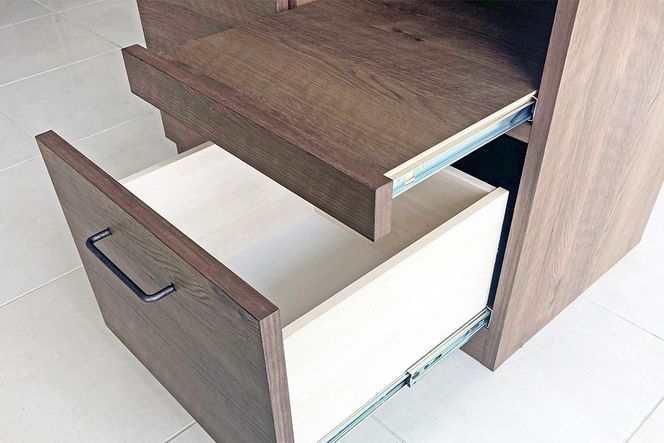グラーデ 80 キッチンカウンター BR【ブラウン 完成品 特殊鋼板 耐熱 耐傷 収納 省スペース】(H062349)