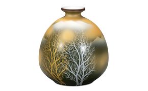 九谷焼　4.2号一輪生　金雲木立 