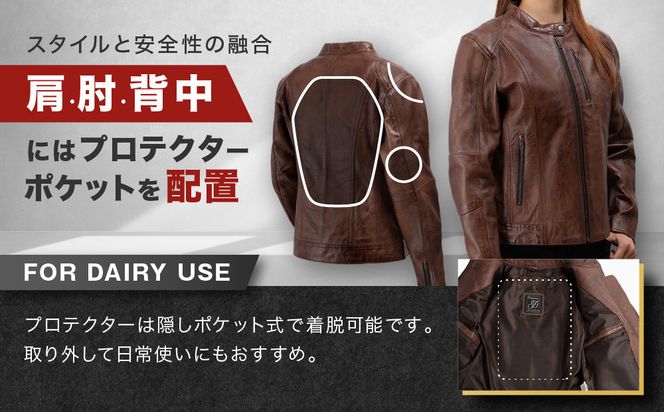 【デグナー】レディースレザージャケット[FR20SJ-9] ブラウン Sサイズ｜バイク バイクギア バイク用品 バイクグッズ 人気ブランド［ 京都 バイクギア ブランド レザージャケット 革ジャン レディース おしゃれ かっこいい 人気 おすすめ ジャケット 革 レザー ヴィンテージ ツーリング ライダー バイカー 送料無料 ふるさと納税 ］ 261009_A-JR133VC01