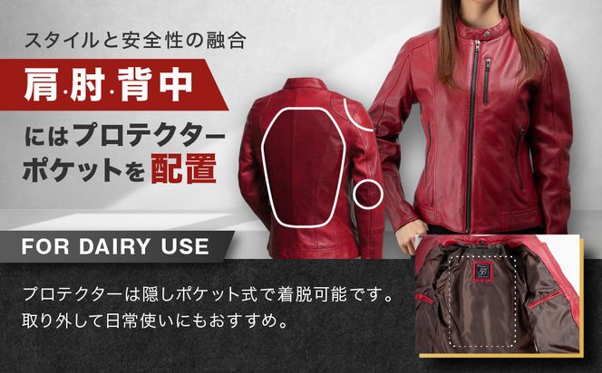 【デグナー】レディースレザージャケット[FR20SJ-9] レッド Mサイズ｜バイク バイクギア バイク用品 バイクグッズ 人気ブランド［ 京都 バイクギア ブランド レザージャケット 革ジャン レディース おしゃれ かっこいい 人気 おすすめ ジャケット 革 レザー ヴィンテージ ツーリング ライダー バイカー 送料無料 ふるさと納税 ］ 261009_A-JR135VC02