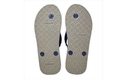 海にかえる生分解性の国産ビーチサンダル「SIX LINE」☆小田原城型フローティングキーホルダー付き ソール：グレー×鼻緒：ネイビー・26cm【高島屋選定品】 142069_CQA004VC04