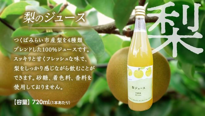 地元農家が作る つくばみらい市産 梨 を使った ジュース 720ml 2本セット 果汁100％ 梨ジュース 朝食飲み物 飲料 果実飲料 フルーツ 果物 ドリンク やわら飯塚農園 [CZ11-NT]