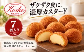 【冷凍】シュークイーン 7個　地元で大人気の シュークリーム をいつでも食べられるよう改良 注文後製造 お菓子 個包装 スイーツ 洋菓子 小分け お取り寄せ ギフト 贈答 お中元 お歳暮 冷凍 送料無料 秋田県 にかほ市 【小池菓子舗】