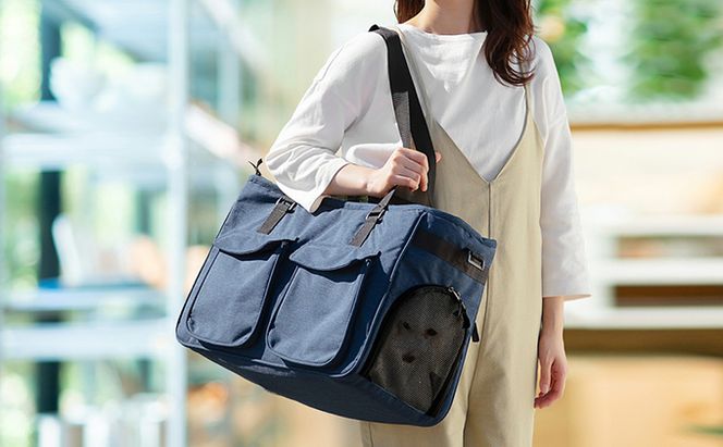 ソフトペットキャリー Mサイズ PSC-490 ネイビー アイリスオーヤマ 雑貨 日用品 ペット用品 