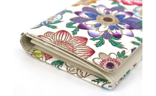 【文庫屋大関】束入れ アネモネ【皮革工芸品】 財布 お札 お札入れ 長財布 カード 小銭 牛革 手作り 日本製 墨田区 東京都