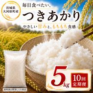 つきあかり 定期便 10回/5kg×1袋 令和8年産 新米 ブランド米 白米 精米 【小分け】 宮城県大河原町産