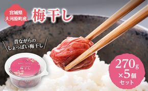 大河原産 昔ながらのすっぱいしそ梅干し 270g 5個セット ご飯のお供に 梅干し 梅干 うめぼし ウメボシ 梅 ごはんのお供 ご飯のお供 おにぎり 弁当 お弁当
