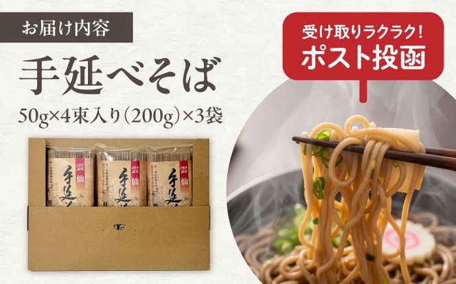 【希少！強いコシ】手延べ そば 600g (200ｇ×3袋) / 蕎麦 ソバ そば 乾麺 麺 4000 4000円 / 南島原市 / 野村屋[SCS014]