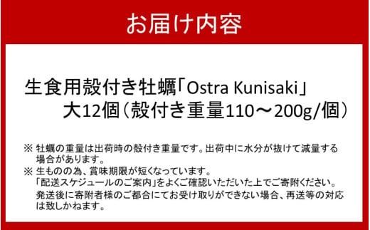 生食用殻付き牡蠣「Ostra Kunisaki」大きいサイズ12個（殻付き重量110～200g/個）_2360R