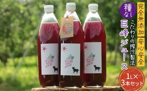 【完全無添加】【安心安全】【こだわりの搾汁製法】種なし巨峰ジュース 3本セット【栽培期間中 除草剤・ネオニコチノイド系農薬・化学肥料不使用】 果実飲料 フルーツジュース 飲み物 グレープジュース 