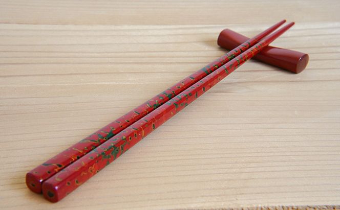 津軽塗　箸（中）1膳・唐塗 赤上 工芸品 お箸 手作り 伝統技術 