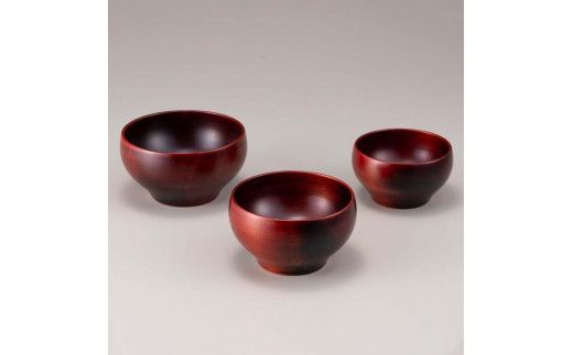 三つ組　桜〇椀　赤 復興　震災　コロナ【能登半島地震復興支援】 北陸新幹線 F6P-1673