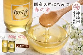 【数量限定】2025年産 国産天然蜂蜜（春の蜜）500g & 470g【合計970g】【蜂蜜 パンケーキ ヨーグルト 甘み フルーティ とろとろ】(H049114)