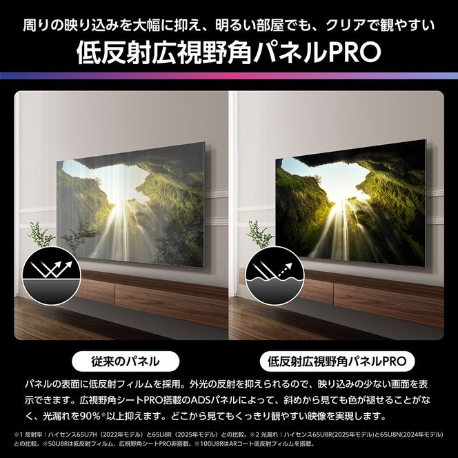 Hisense 【標準設置費込み】 液晶テレビ [ 100V型 / 4Kチューナー内蔵 / YouTube 対応 ] (要事前見積) 100U8R　【 テレビ TV 100型 100インチ 100V 液晶 3年保証 4K 家電 人気 おすすめ 】 141305_KU42