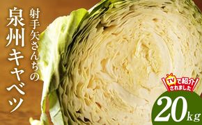 G3675 【スピード発送】射手矢さんちの泉州キャベツ 20kg【家計応援 新鮮 野菜 やさい 射手矢農園 高評価 きゃべつ 訳あり サイズ不揃い 数量限定 TVで紹介！】