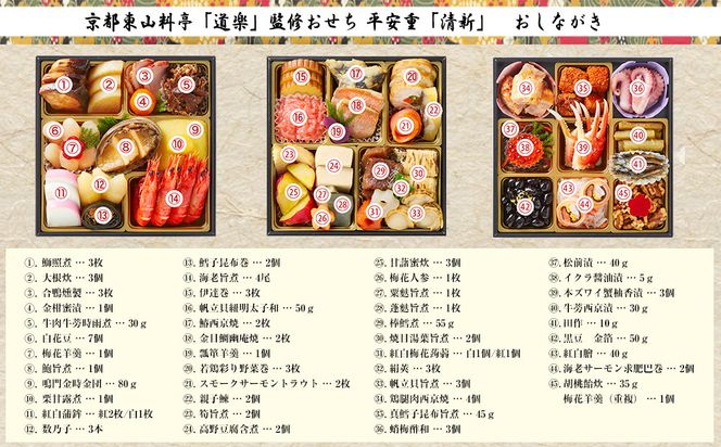 【京料理 道楽】6.5寸冷蔵おせち 平安祝重「清新」(約3～4人前) ［ 京都 東山 創業390年 老舗 料亭 おせち 大人気 おすすめ 2026 正月 お節 おせち料理 お取り寄せ 送料無料 年内配送 ふるさと納税 ］ 261009_A-PF2001