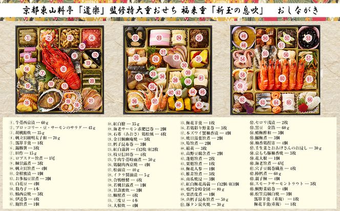 【京料理 道楽】8.5寸冷蔵おせち 福来重「新玉の息吹」(約5～6人前) ［ 京都 東山 創業390年 老舗 料亭 おせち 大人気 おすすめ 2026 正月 お節 おせち料理 お取り寄せ 送料無料 年内配送 ふるさと納税 ］ 261009_A-PF2002