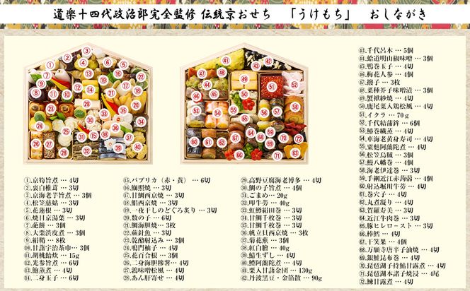 【京料理 道楽】国産 弐段生おせち「うけもち」(約3～5人前) ［ 京都 東山 創業390年 老舗 料亭 おせち 大人気 おすすめ 2026 正月 お節 おせち料理 お取り寄せ 送料無料 年内配送 ふるさと納税 ］ 261009_A-PF2003
