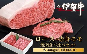 伊賀牛ロース・赤身モモ焼肉食べ比べセット　300g×2（計600g） nzst0007