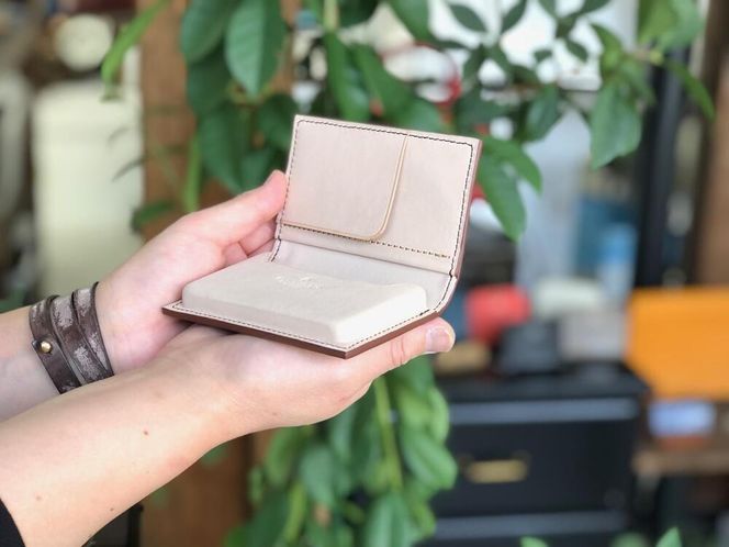 革職人が作る本革名刺入れ/Card case【グリーン】 304018_AX16