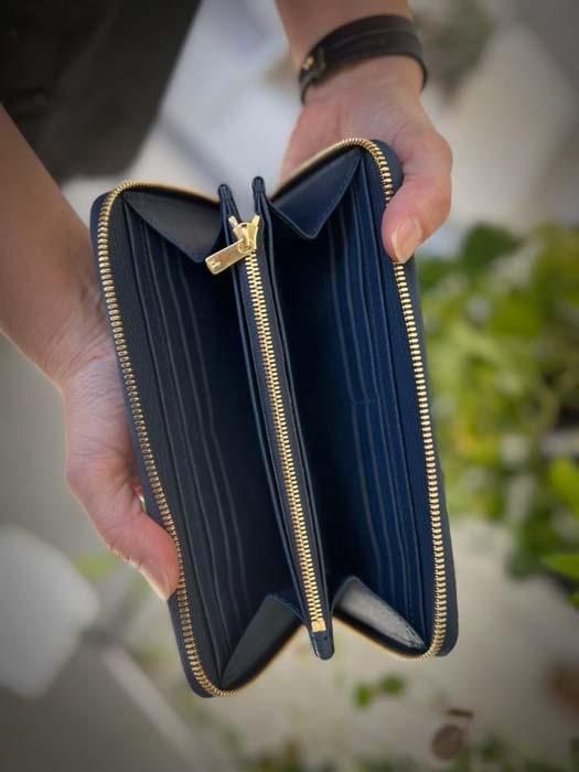 【極上】クロコダイルラウンドファスナー長財布 アイリスブルー 304018_AX21