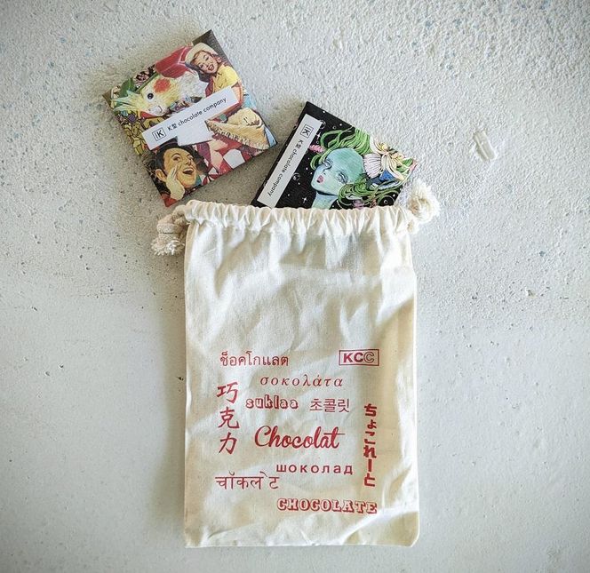 南紀白浜　クラフトチョコレート５枚セット赤色巾着付き【入金確認後7日程度で発送】 304018_CV003