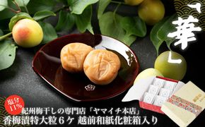 「華」香梅漬６粒、越前和紙化粧箱入り 304018_D016