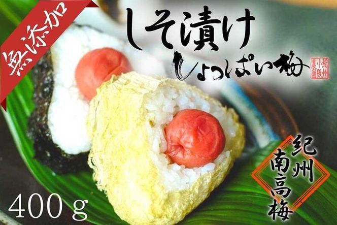 無添加　しそ梅　しょっぱい（食べごろLサイズ400g）紀州南高梅【梅農家手づくり梅干】 304018_J016