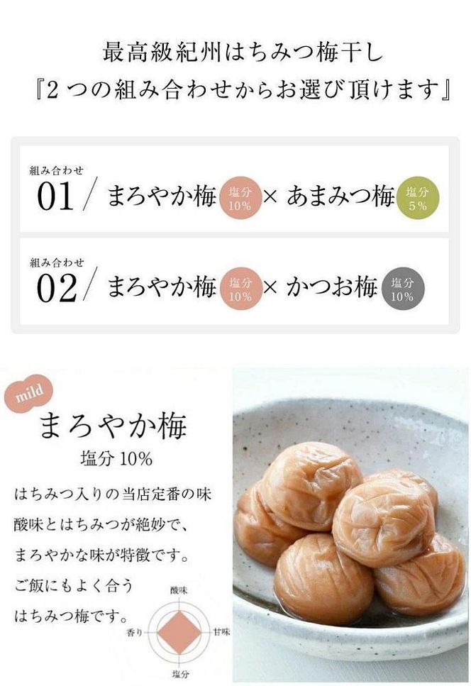 紀州特選南高梅 梅の鏡2段（まろやか梅・かつお梅）厳選した最高級の大粒梅干し【ギフト 化粧箱入り 贈答用】 304018_P009-GFT