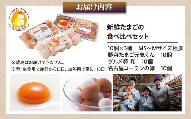 卵に味の違いが！？ 家族団らんの話題に新鮮たまごの食べ比べセット（10個×3種類） 232238_EE05-PR