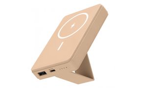 【多摩電子工業株式会社】モバイルバッテリー 5000mAh MagSafe対応 ワイヤレス充電器【カフェラテ】 141305_GD012VC05