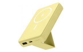 【多摩電子工業株式会社】モバイルバッテリー 5000mAh MagSafe対応 ワイヤレス充電器【レモンイエロー】 141305_GD012VC07