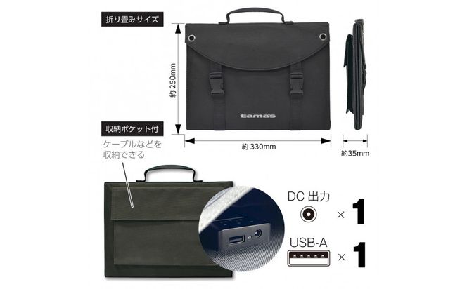 【多摩電子工業株式会社】30W対応コンパクト・ソーラー充電器TSK91K 141305_GD015