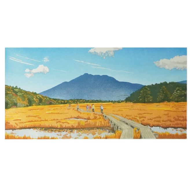 版画「草もみじ（尾瀬ヶ原）」 ［201M03］ 版画 草もみじ 尾瀬ヶ原 額装 絵画 木版画家 陶山 俊一 小牧市在住 群馬県 日本 自然 風景 木版画 アート作品 インテリア 壁掛け 美術品 工芸品 風景画 自然画 愛知県 小牧市 送料無料