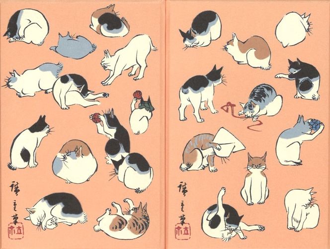 【芸艸堂】和綴じ製本の御朱印帳（歌川広重）＆てぬぐい（白地に赤千鳥） 261009_B-AE01VC02