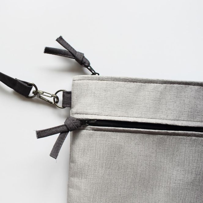 【伊と幸】《白生地の老舗が贈る》正絹染めKIMONOサコッシュ（ぼかし染め・銀鼠ぼかし） 261009_B-AZ24