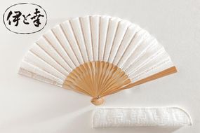 【伊と幸】《白生地の老舗が贈る》透扇子（丸に松・白） 261009_B-AZ27