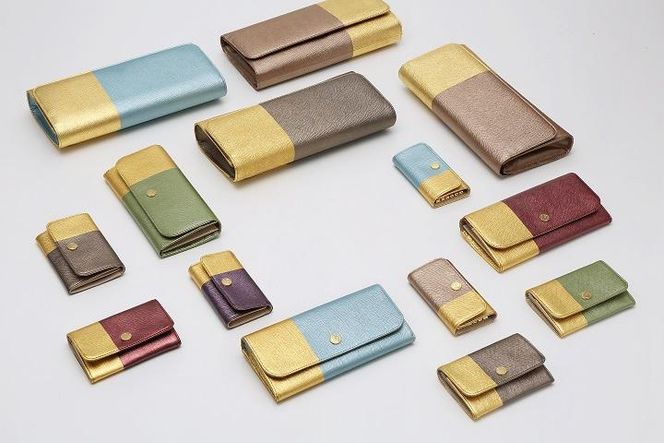 【金箔押　山村】DAYBREAK 長財布 （アクア） 261009_B-BC08