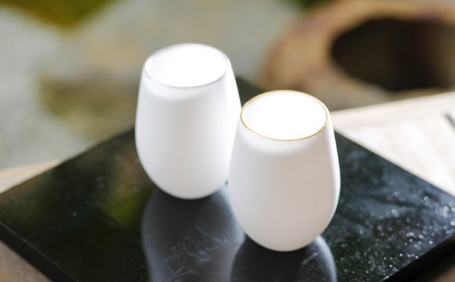 【陶あん】釉玻璃カップ２個セット（金フチ・銀フチ） 261009_B-BQ12