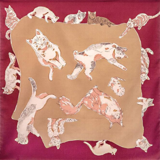 【三陽商事】浅山美里97cm風呂敷(CATS)［ 京都 風呂敷 ふろしき 大判 薄手 綿100％ 猫 ねこ ネコ バッグ 人気 おすすめ エコ おしゃれ 収納 お弁当 和柄 お取り寄せ 通販 送料無料 ふるさと納税 ］ 261009_B-BY32