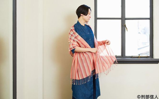 【アトリエシムラ】《草木染めのストール》色合わせストール（万華鏡ー茜） 261009_B-EY31