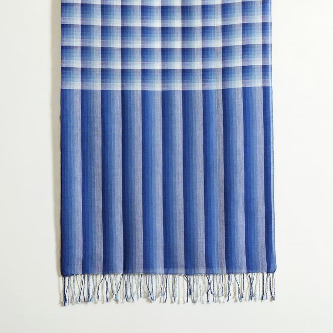 【アトリエシムラ】《草木染めのストール》色合わせストール（万華鏡ー藍） 261009_B-EY32