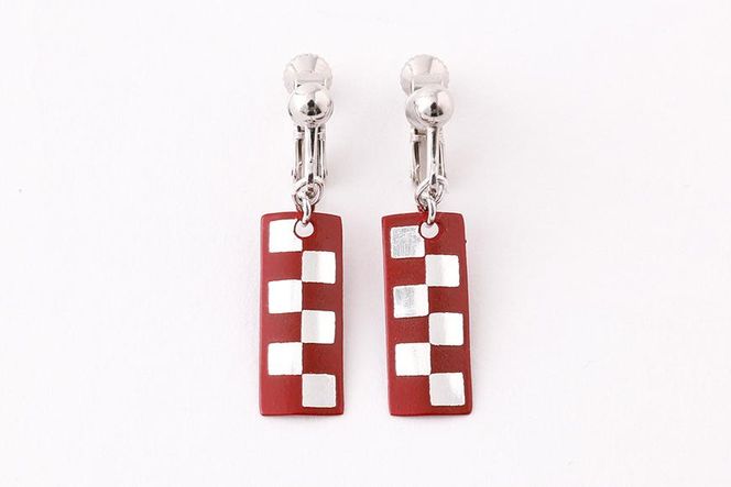 【中嶋象嵌】長四角　イヤリング〈市松〉 261009_B-FA06VC01
